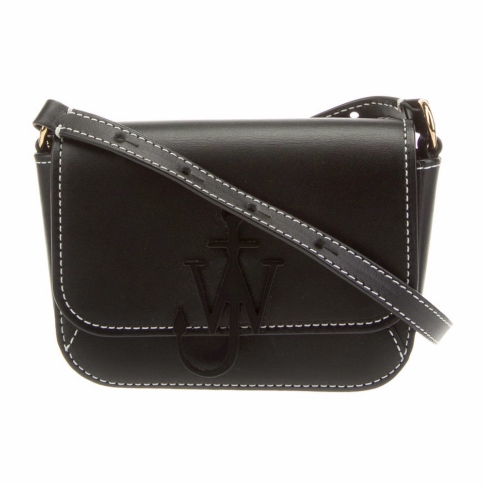 JW ANDERSON Black Crossbody Bag with White Stitching